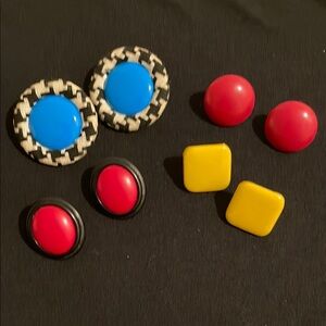 Colorful Vintage 1980s Earring Set